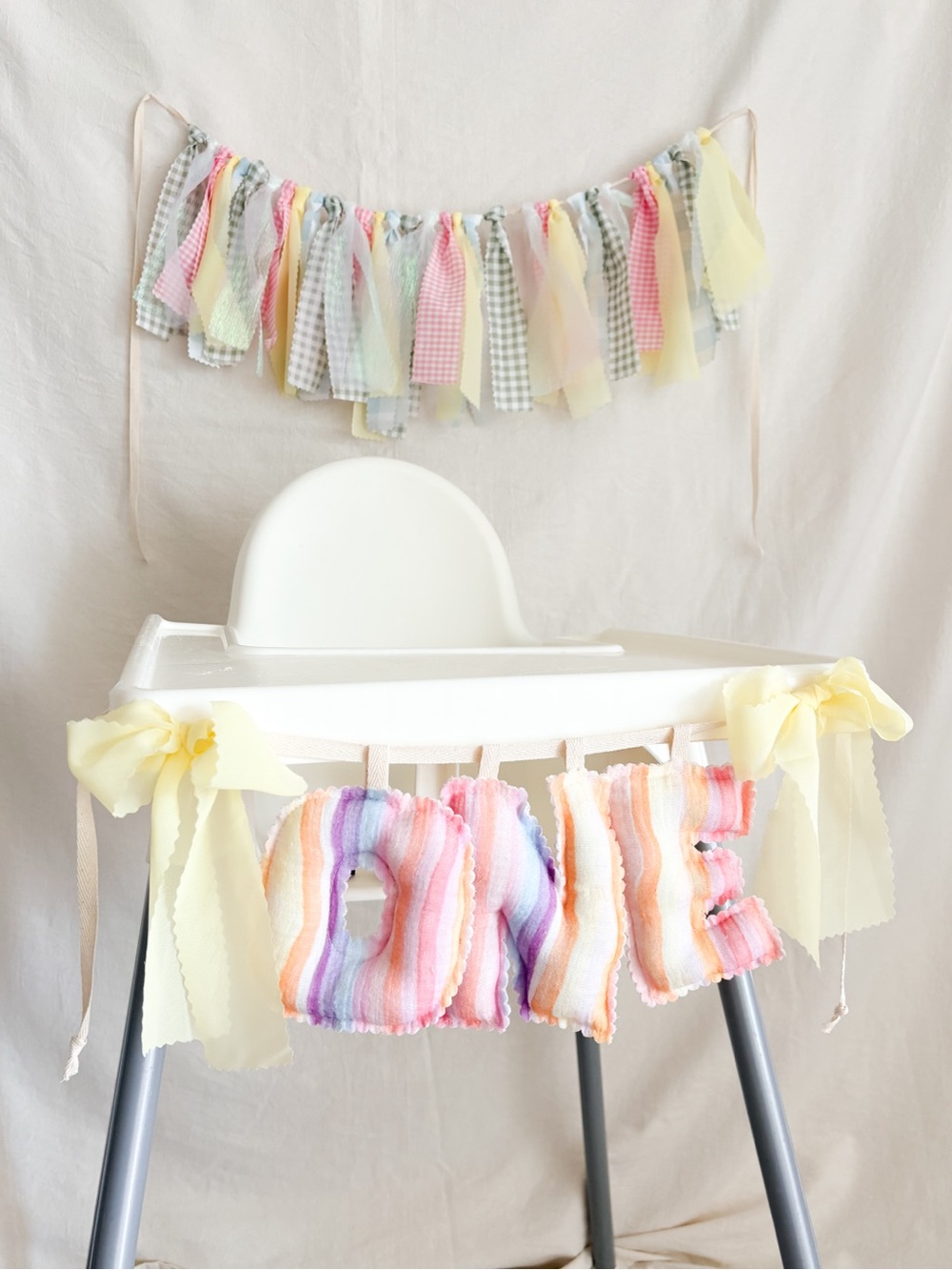 Pastel Rainbow 'ONE' High Chair Banner Garland - Party Decoration Firm Price